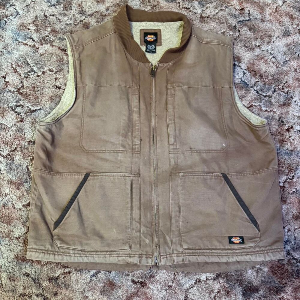 Dickies brown Faded canvas vest with Sherpa lining Men's Size 2XL Workwear